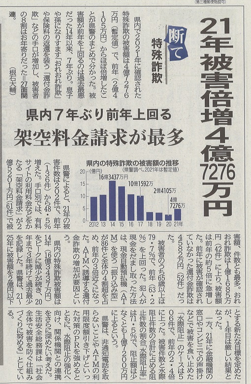 令和4年1.19『2021年度被害倍増』