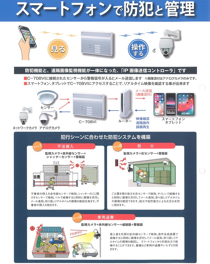 スマートフォンで防犯と管理